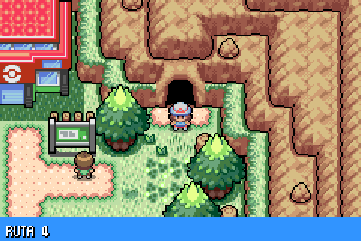 El protagonista camina junto a la entrada de Mt Moon
