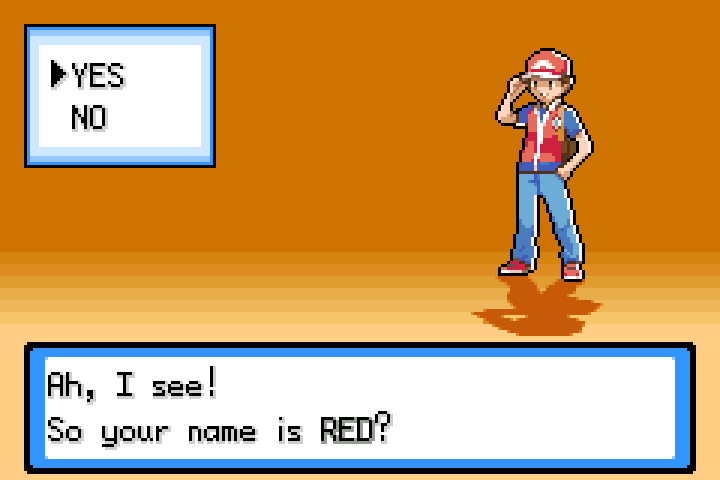 Professor Oak confirms the player’s chosen name