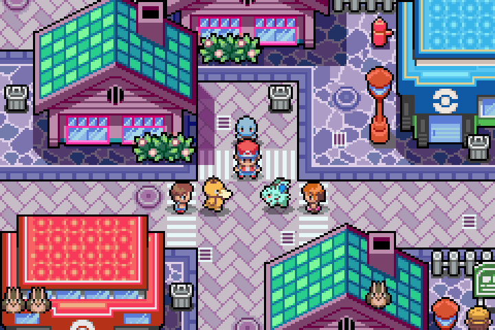 Colorful roofs and paved streets in redesigned Viridian City