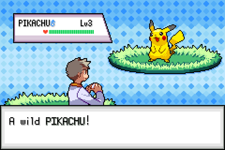 Professor Oak encounters a wild Pikachu near Pallet Town